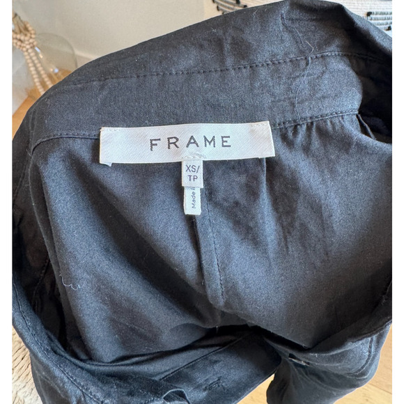 Frame Black Collared Puff Sleeve Button-Up Shirt Top Size XS - Picture 5 of 7